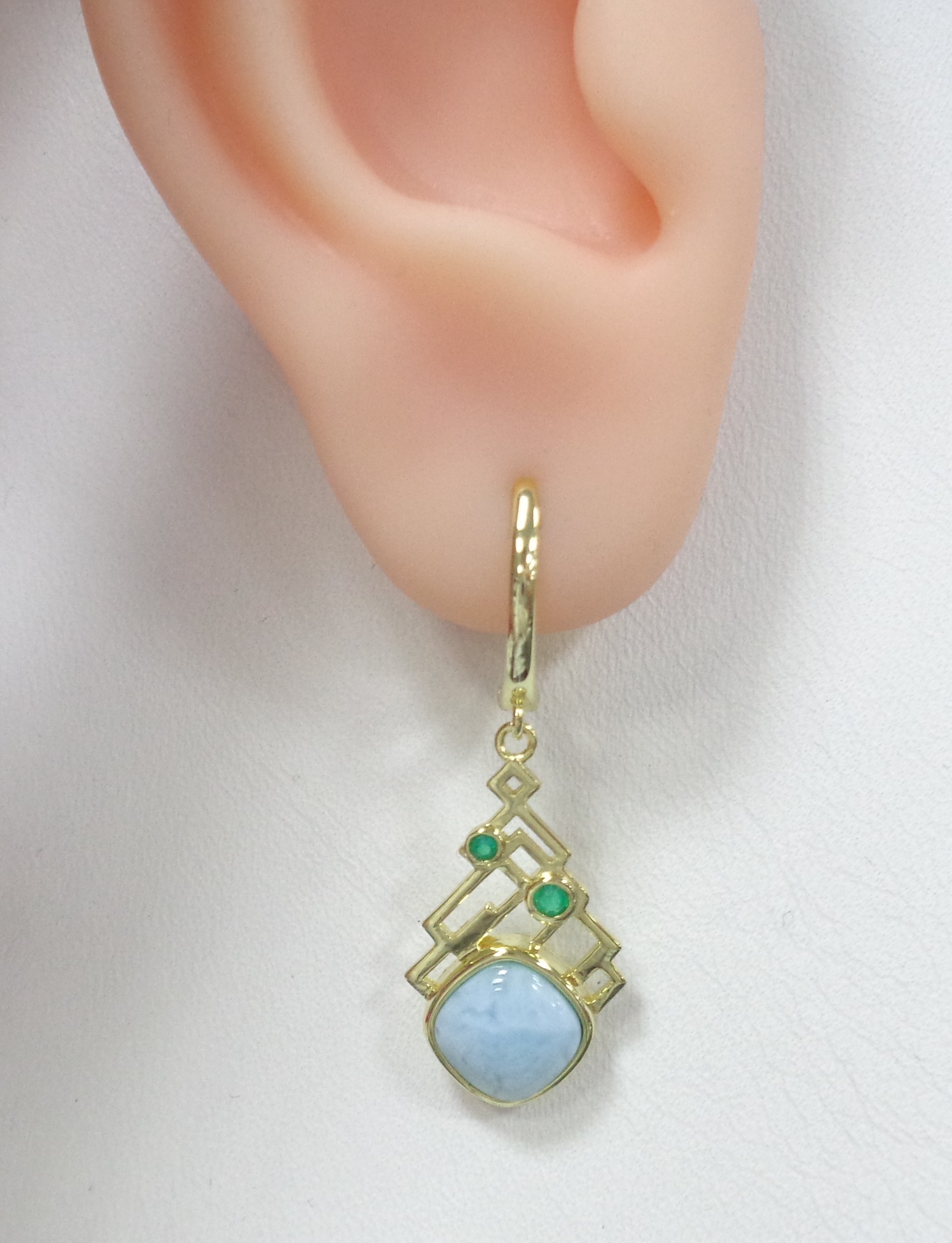 Серебряные серьги с ларимарами и агатами